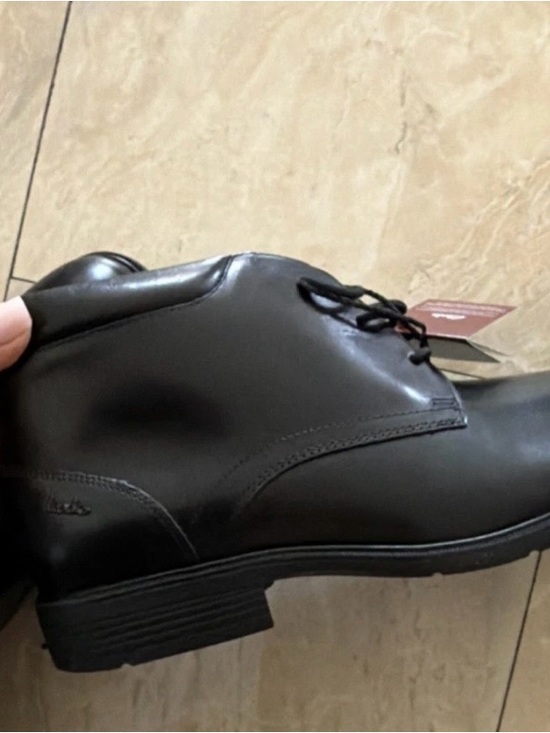 Clarks Black Leather Derby Boots main image 4